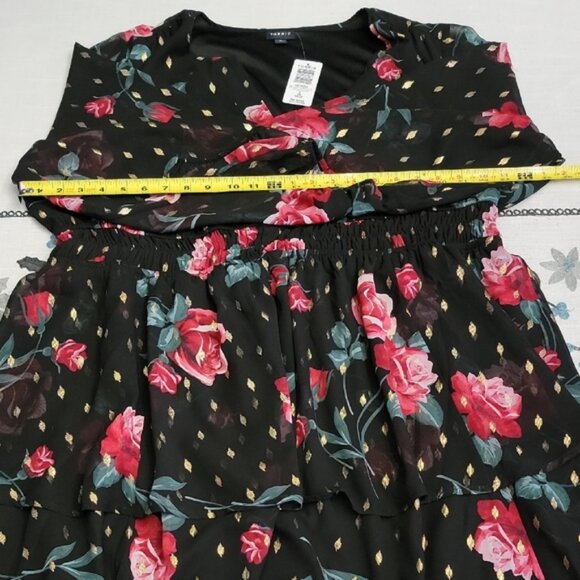 Torrid Women's Size 2 Bust 50 Mini Blouson Sleeve Skater Dress Black Floral :) - Picture 10 of 11
